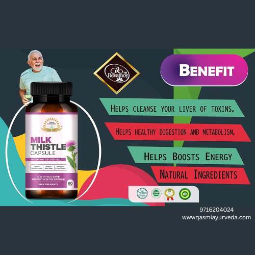Milk Thistle Extract Silymarin 500mg/Serve – 60 Vegetarian Capsules Qasmi Ayurveda - Image 2