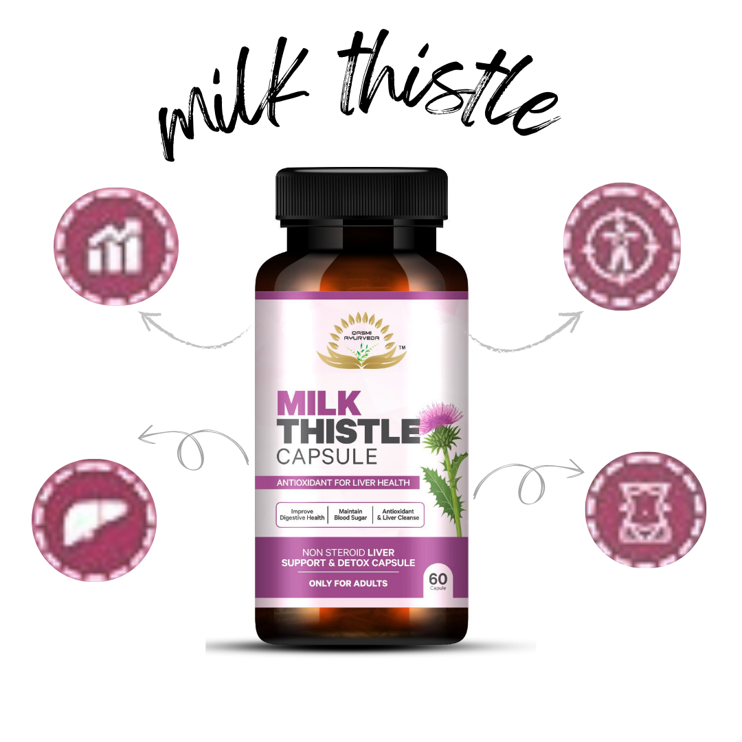 Milk Thistle Extract Silymarin 500mg/Serve – 60 Vegetarian Capsules Qasmi Ayurveda - Image 3