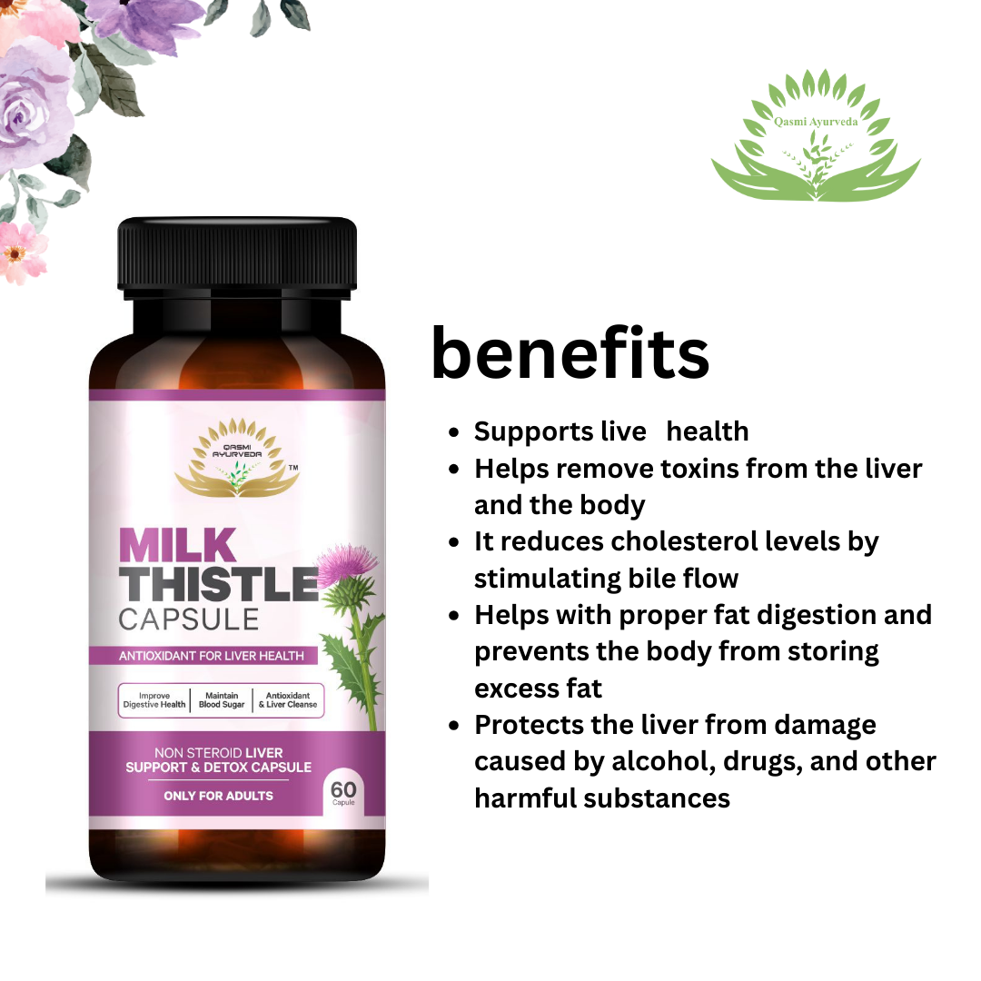 Milk Thistle Extract Silymarin 500mg/Serve – 60 Vegetarian Capsules Qasmi Ayurveda - Image 4