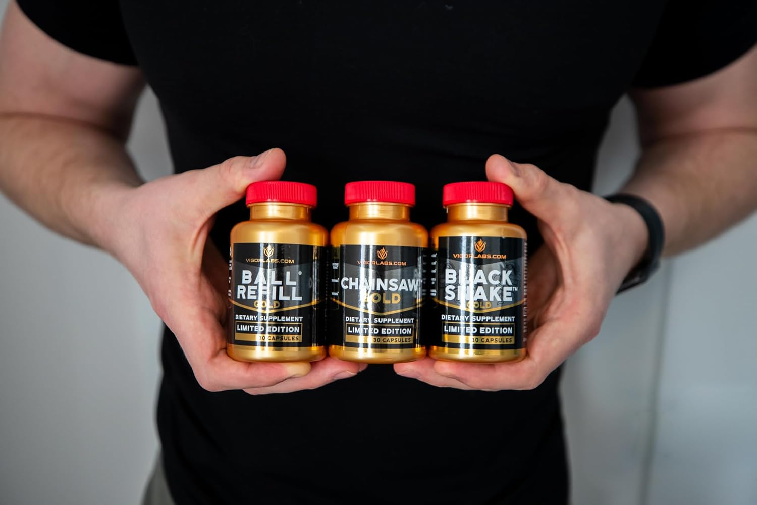 Vigor Labs' Gold Stack, Limited Edition. Triple Stack with 3 Products in One Pack. Boosts Firmness, Volume and Stamina (30 Capsules Per Bottle) - Image 3